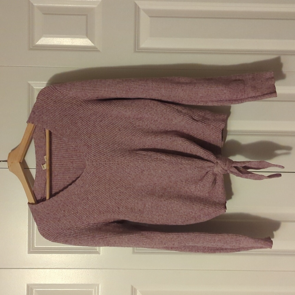 Purple Moth by Anthropologie tie front sweater